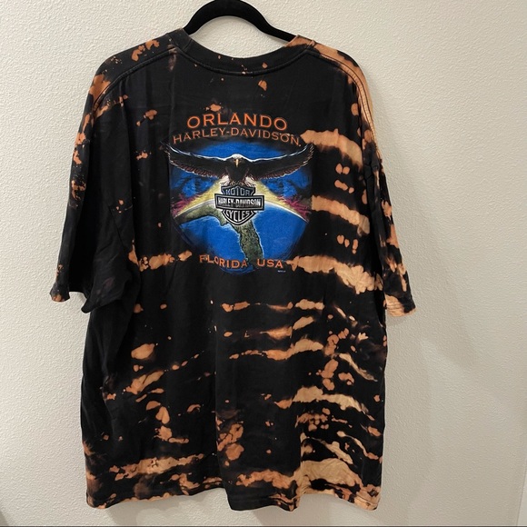 Harley Davidson tie dye shirt black orange Florida eagle 3XL - Picture 3 of 5